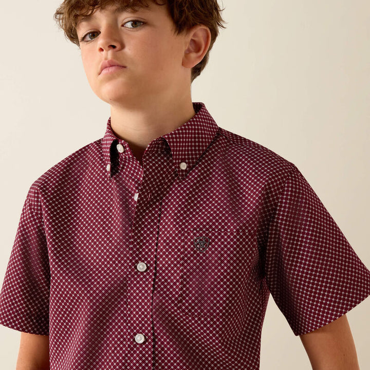 Ariat Boys Pippin Shirt-10071675-MAROON BANNER GEO PRINT