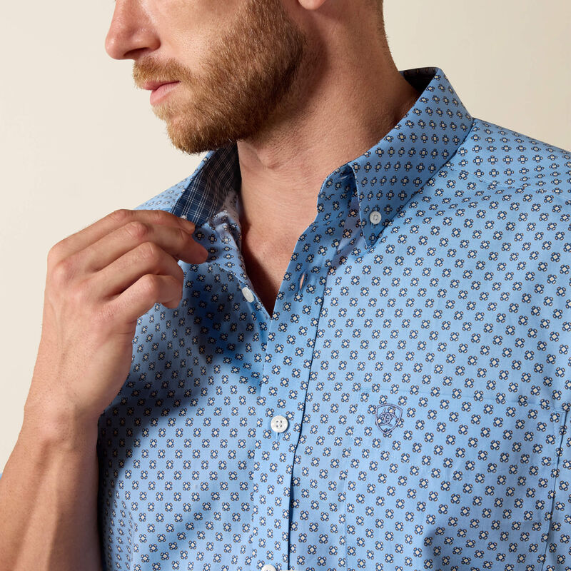 Ariat Wrinkle Free Cash Classic Fit Shirt-10071740-BLISSFUL BLUE MEDALLION PRINT