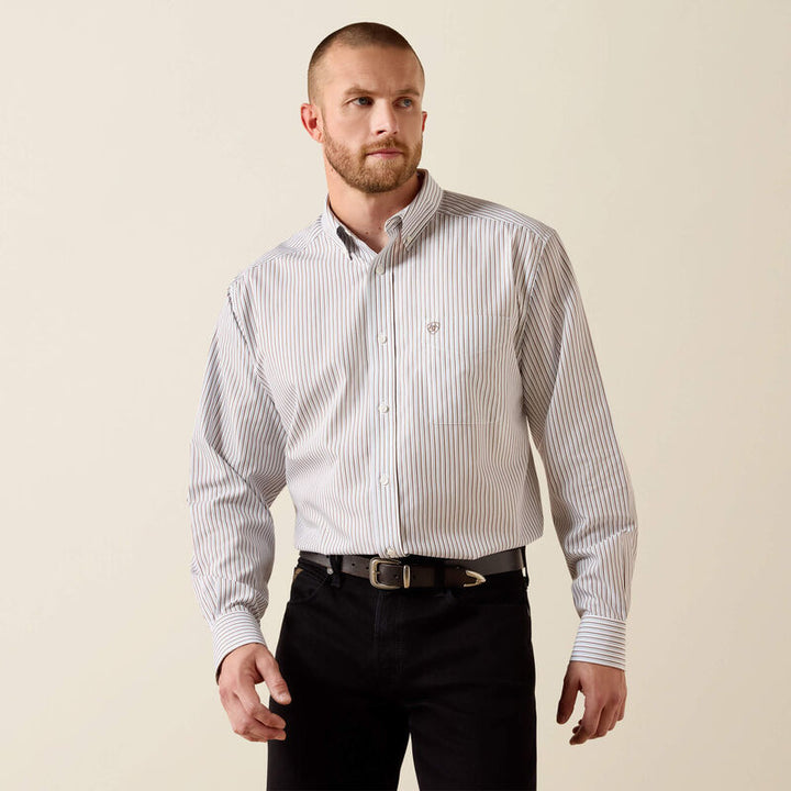 Ariat Wrinkle Free Cory Classic Fit Shirt-10071745-WHITE STRIPE