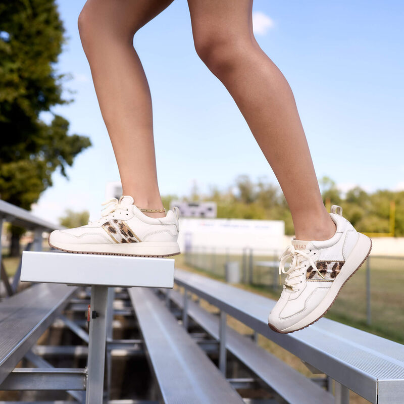 Ariat Ladies Ranch Runner Lace Up Sneakers-Cream Leopard-10074338