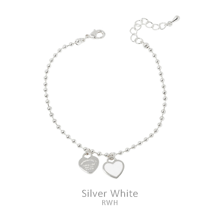 Color Heart Charm CCB Ball Chain Bracelet