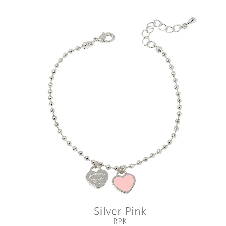 Color Heart Charm CCB Ball Chain Bracelet