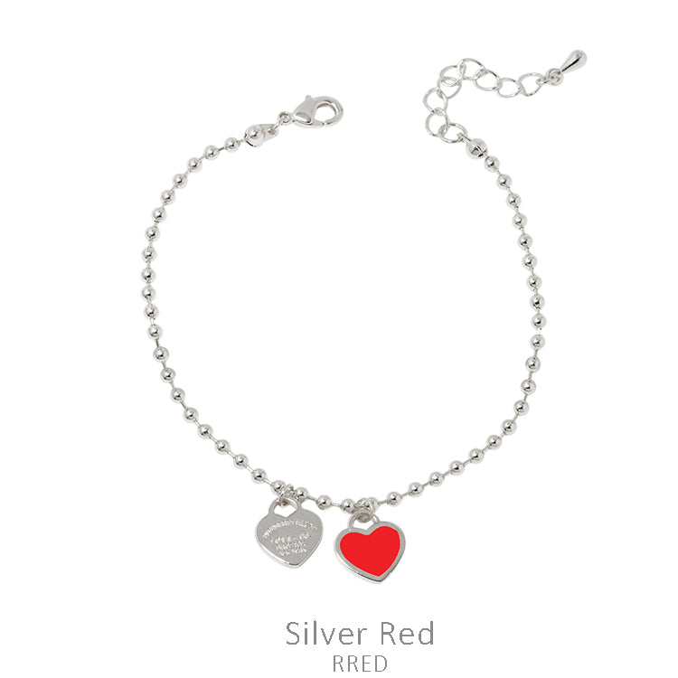 Color Heart Charm CCB Ball Chain Bracelet