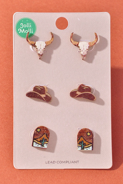 CATTLE SKULL ASSORTED EARRING SET