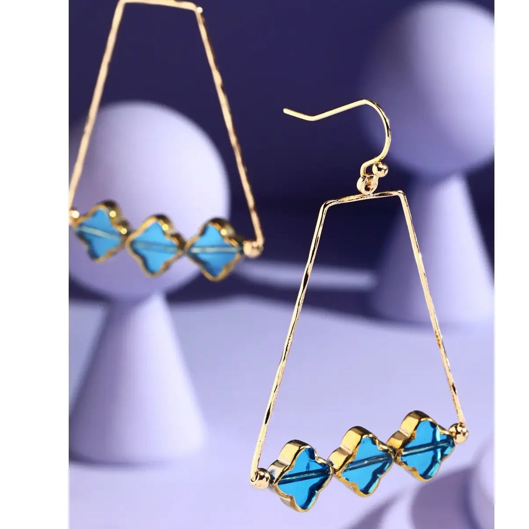 Beaded Dangle Drop Wire Earrings