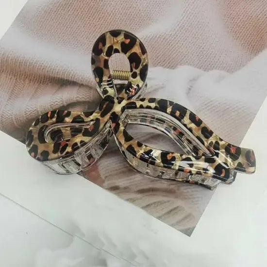 Animal Leopard Print Bow Hair Claw Clips
