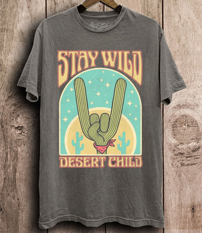 Stay Wild Desert Child Cactus Rock Graphic Top