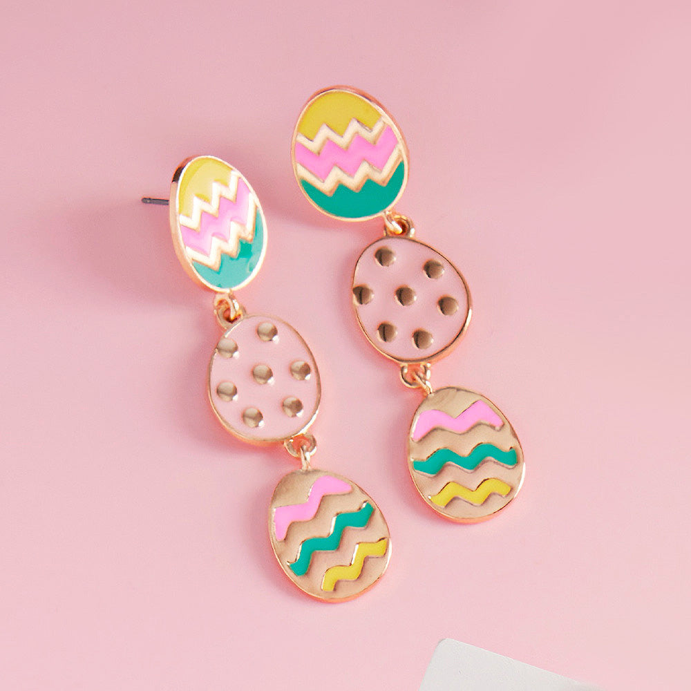 Enamel Easter Egg Link Earrings