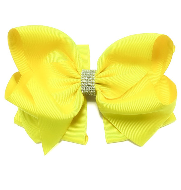 SOLID RHINESTONE BOWS 7.5IN WIDE