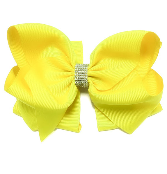 SOLID RHINESTONE BOWS 7.5IN WIDE