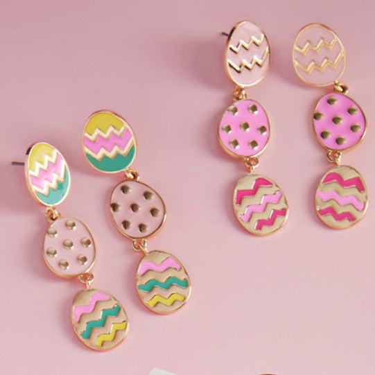 Enamel Easter Egg Link Earrings