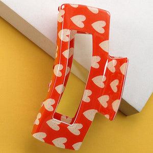 VALENTINE'S RECTANGLE HEART HAIR CLAW CLIPS