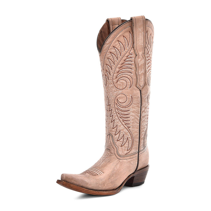 WOMEN'S CORRAL LD SAND COWHIDE EMBROIDERY BOOTS