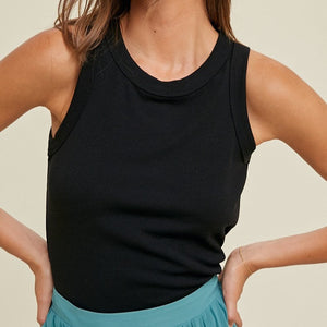 CASSIE CREW NECK RIBBED KNIT TANK TOP