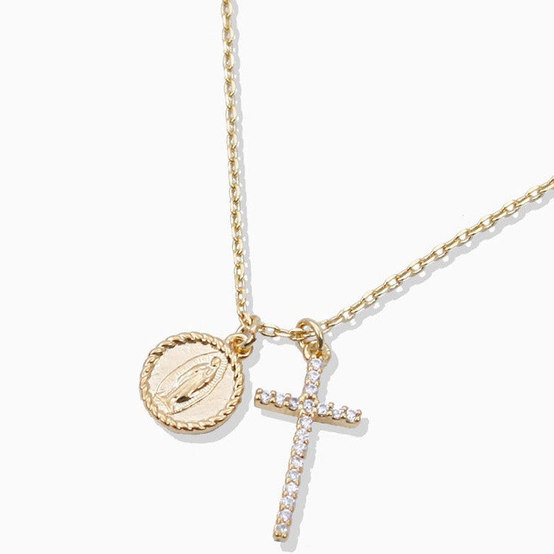 Dipped Cross and Maria Pendant Necklace Beyond Blessed Boutique
