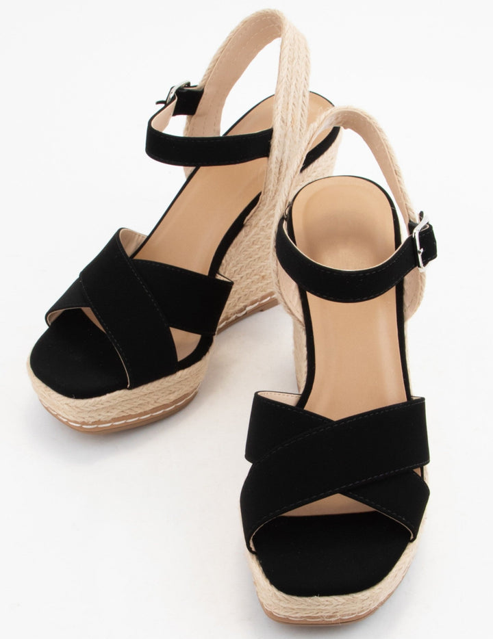 MELANY CROSS STRAP ESPADRILLES WEDGE HEEL