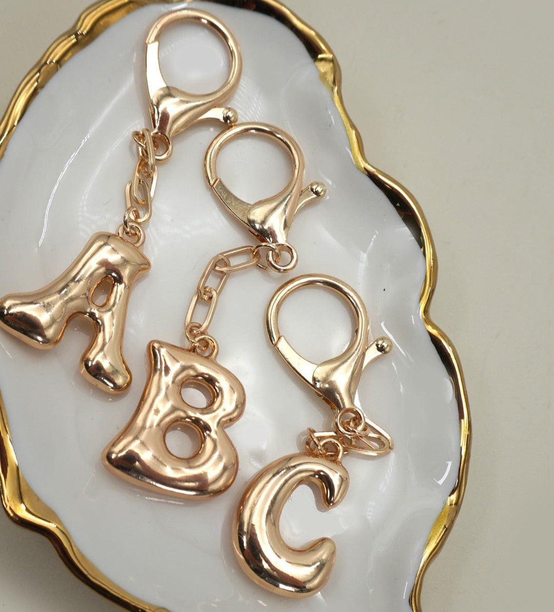 Bubble Gold Letter Keychain