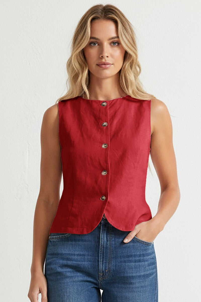 Wina Woven Vest With Back Tie