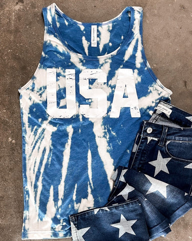 USA Bleached Blue Tank