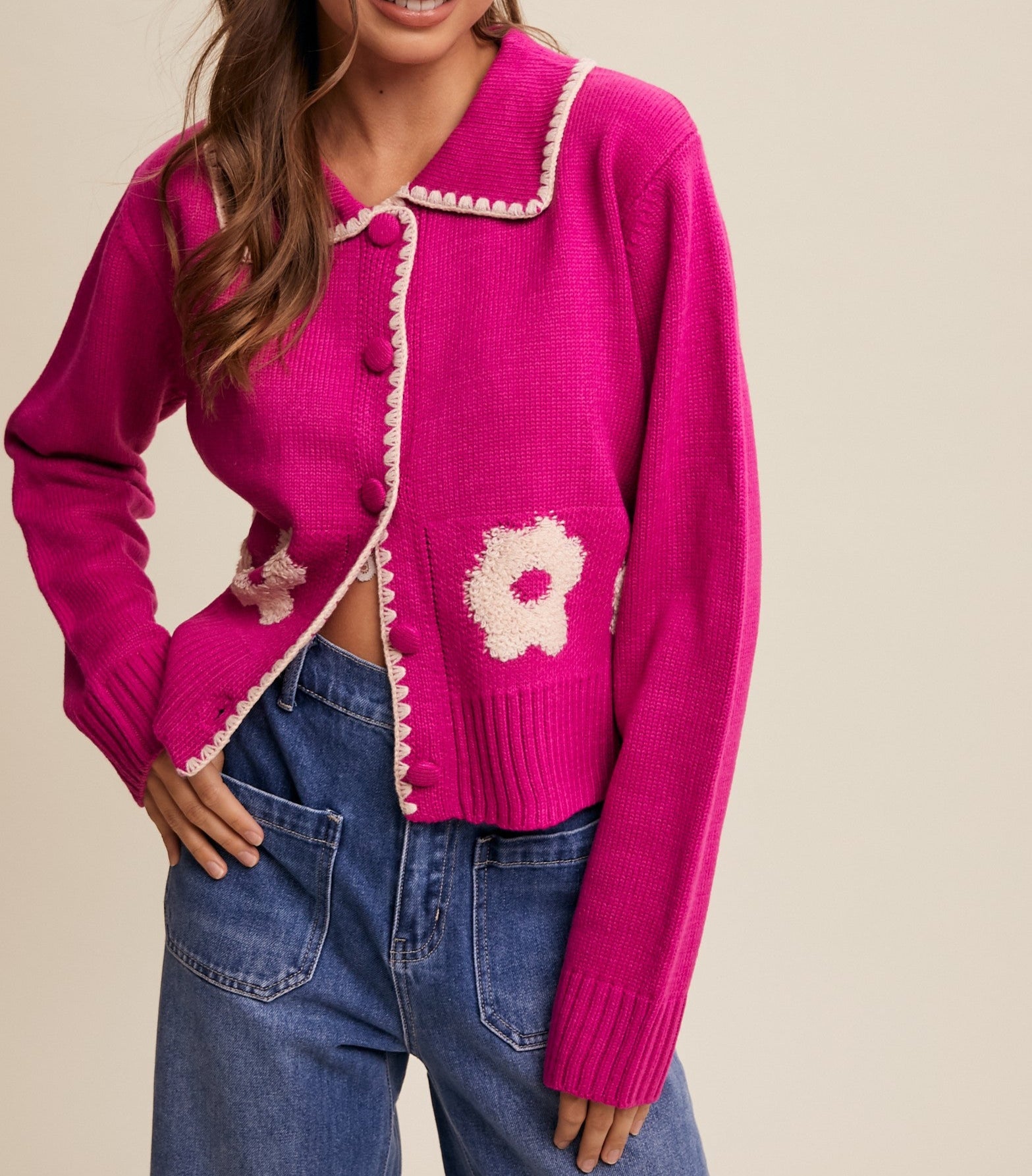 Kelcee Knit Collar Cardi