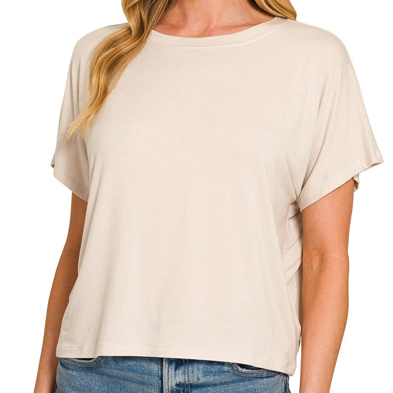 Cropped Round Neck Tee