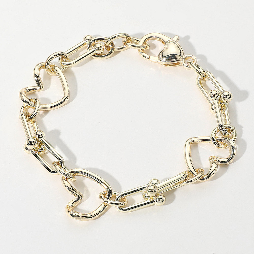 14K Gold Plated Open Heart Charm Bracelet