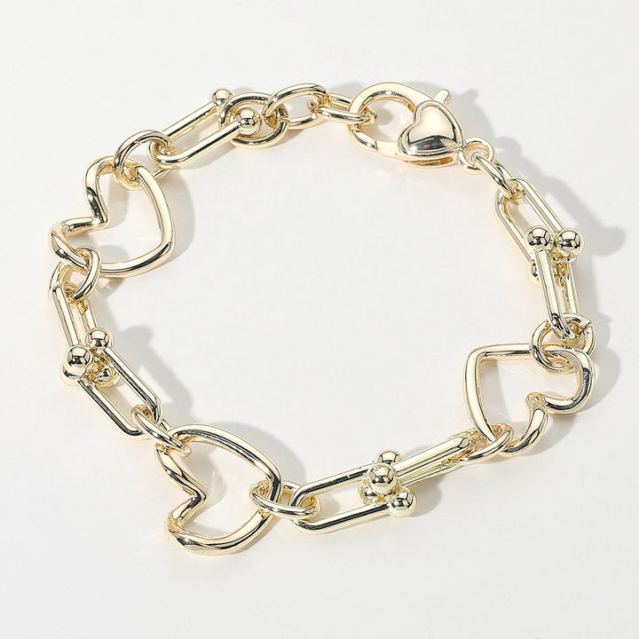 14K Gold Plated Open Heart Charm Bracelet