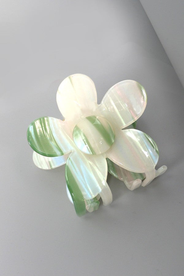 FLOWER STRIPE CELLULOSE HAIR CLAW CLIPS