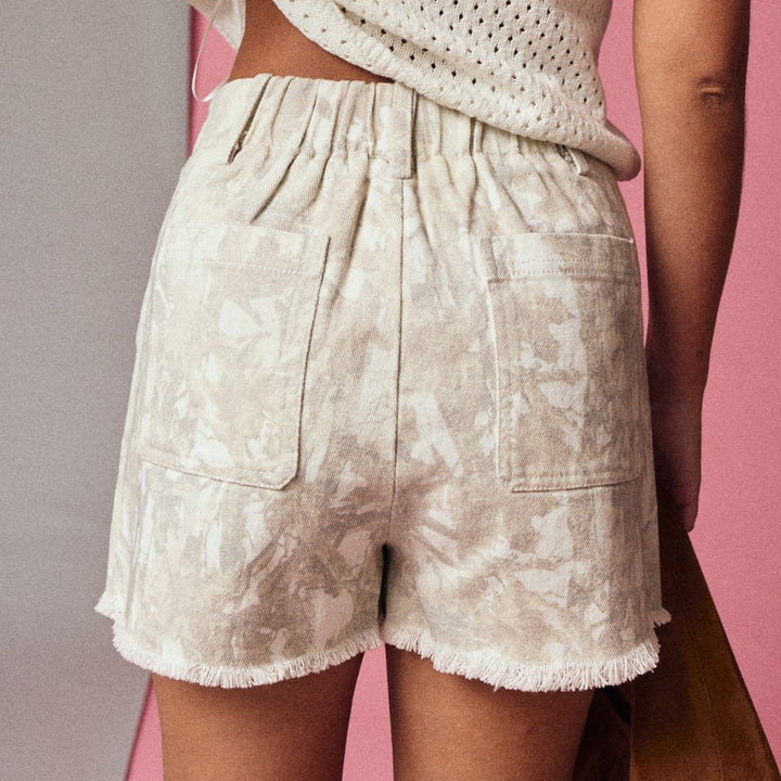 Cici Camo Denim Shorts