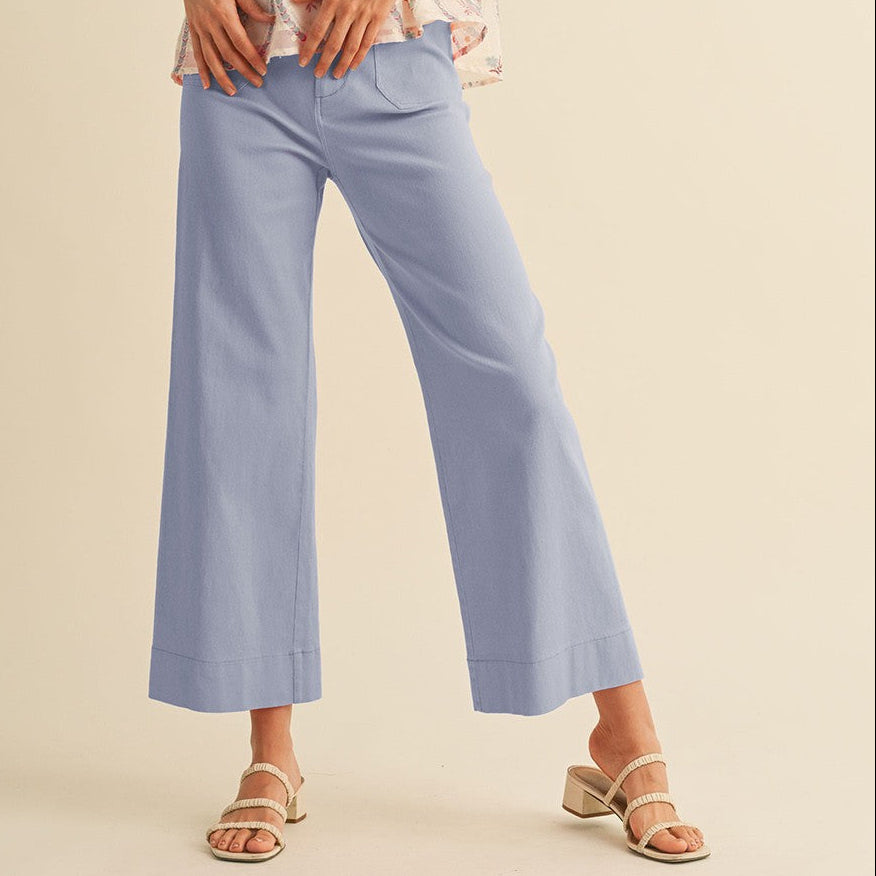 Leo Patch Pocket Wide Leg Cropped Pants