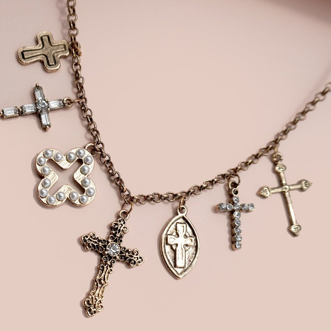 Multi Cross Charm Necklace