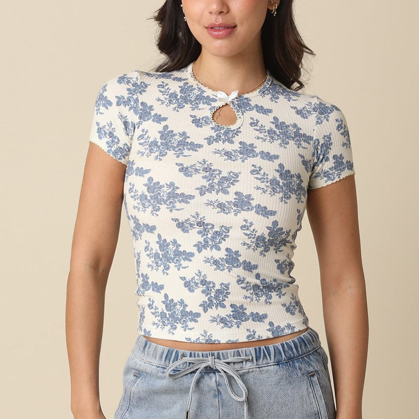 Norah Floral Keyhole Knit Top