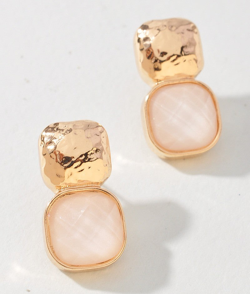 EPOXY STONE LINK STUD EARRINGS