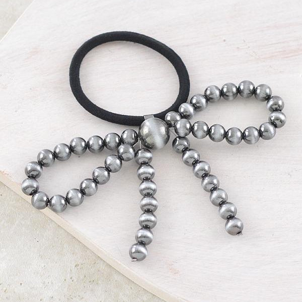 Western Bead Bow Ponytail Hair Tie