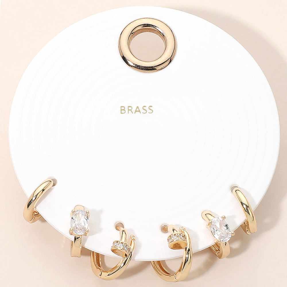 Crystal Accent Mini Hoop Earring Set
