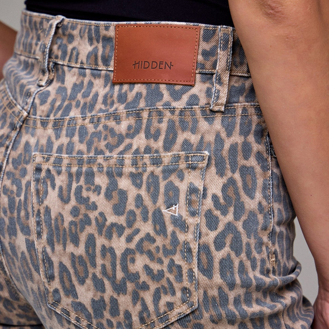 Hidden Cheetah Print Stretch High Rise Classic Straight Jean