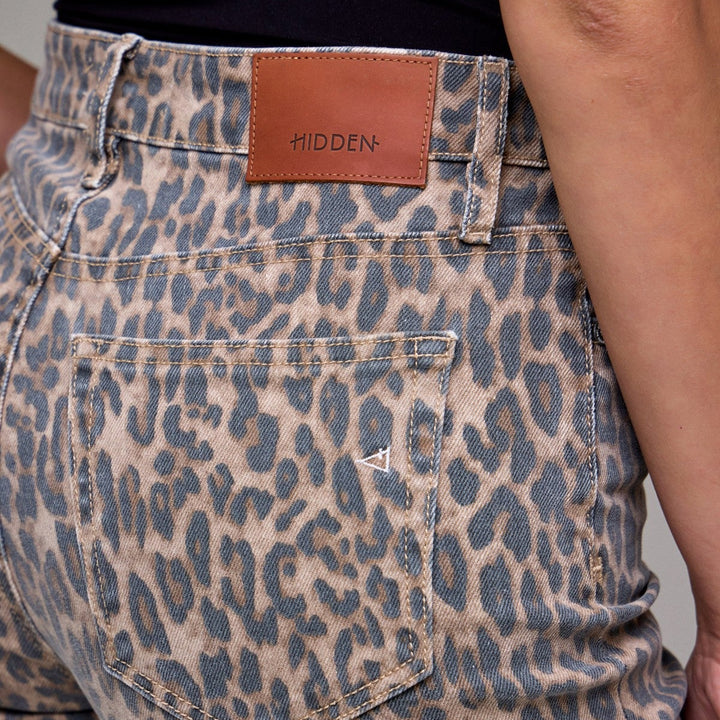 Hidden Cheetah Print Stretch High Rise Classic Straight Jean