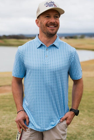 BURLEBO Texas Light Blue Performance Polo