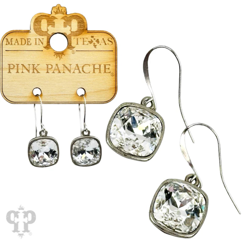 E-627 Assorted Austrian square crystal hook earring, 12mm