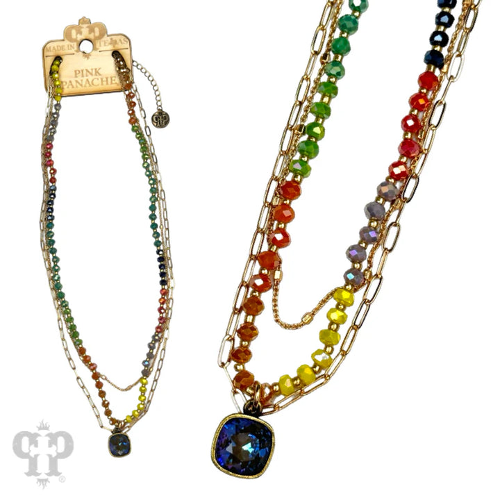 N500 TRIPLE STRAND NECKLACE WITH DROP