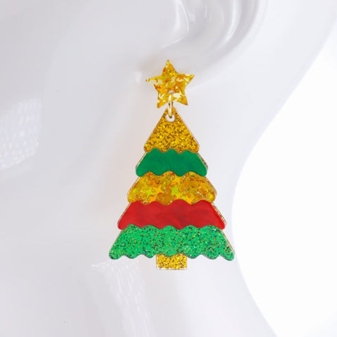 Christmas Earring resin Christmas tree multi-colored