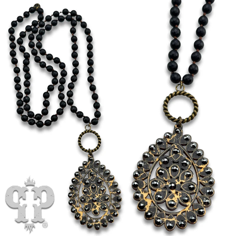 N367 Santa Fe teardrop long necklace with Austrian crystal