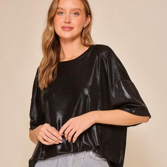 Kacy Metallic knit oversized top