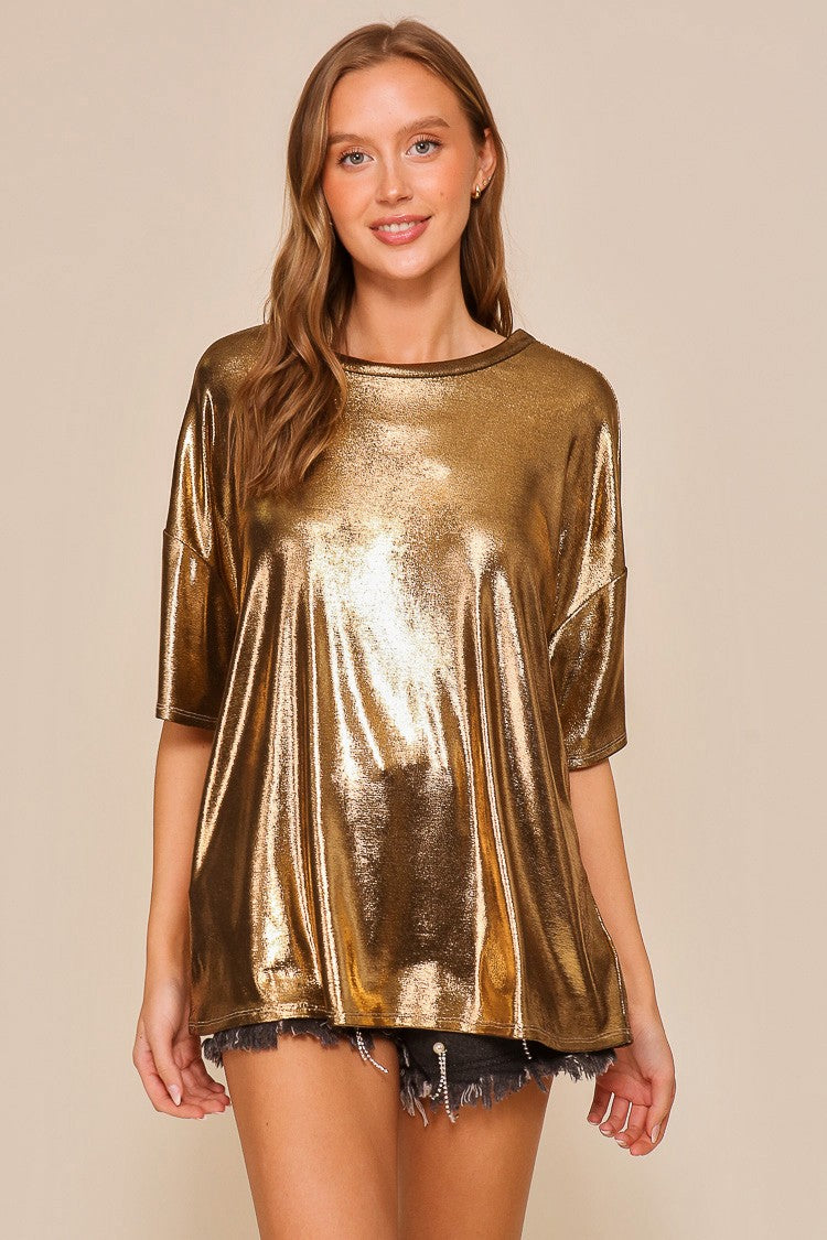 Kacy Metallic knit oversized top