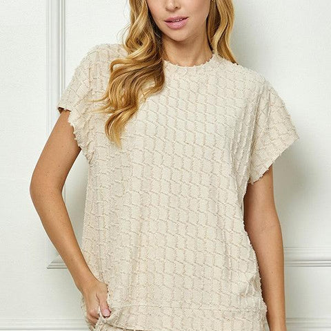 Glitter Textured Short Sleeve Top