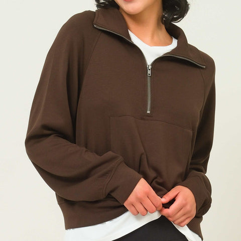 PAM HALF ZIP-UP COLLAR SWEATSHIRT