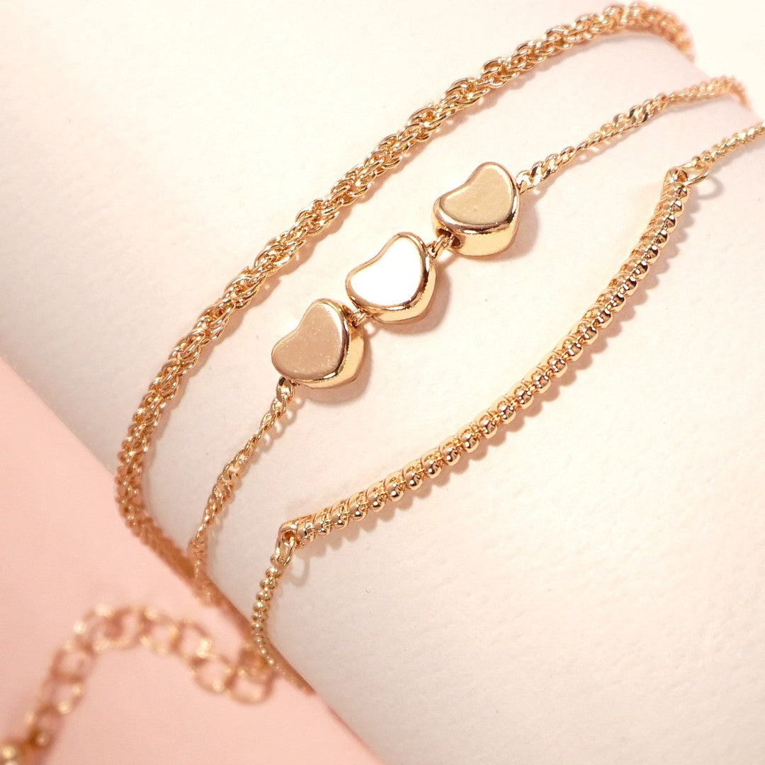 MULTI LAYER MOVABLE MINI HEART BAR BRACELET