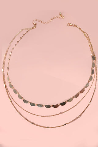 TRIPLE LAYER BIB CHAIN GOLD NECKLACE