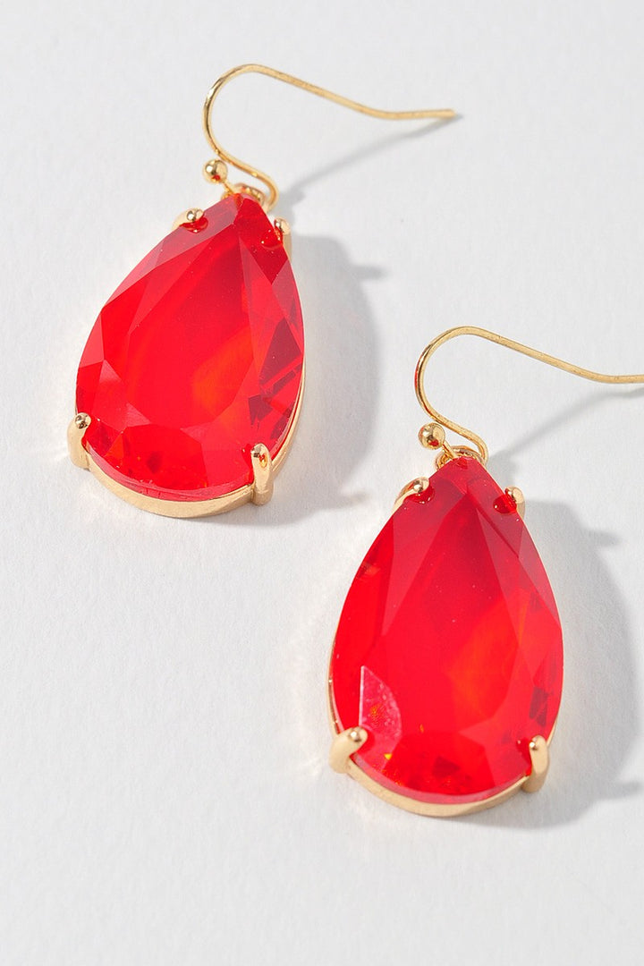 Faceted Teardrop Rhinestone Earrings