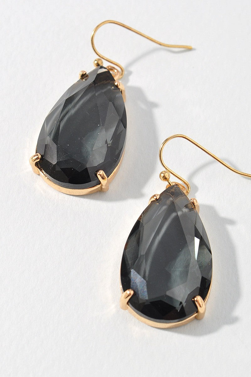 Faceted Teardrop Rhinestone Earrings